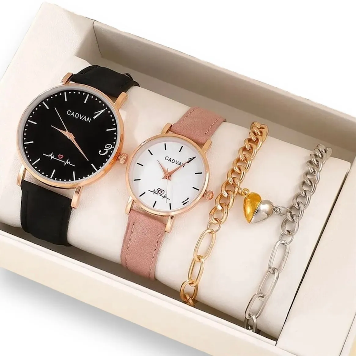 Reloj De Cuarzo Minimalista Para Mujer Conjunto De 4 Piezas